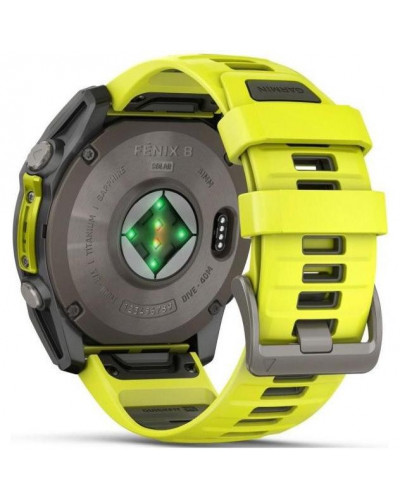 Смарт-годинник Garmin Fenix 8 51mm Solar Sapphire Titanium w. Amp Yellow/Graphite Silicone Band (010-02907-20/21)