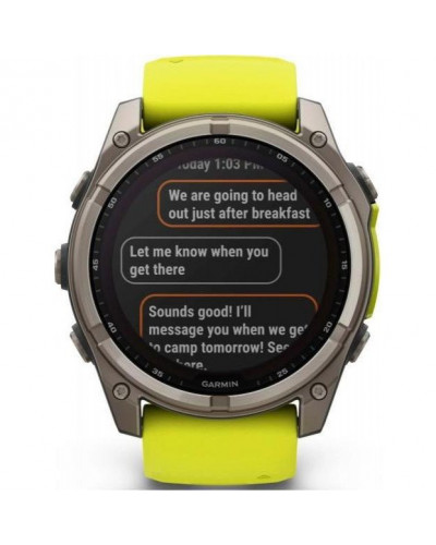 Смарт-годинник Garmin Fenix 8 51mm Solar Sapphire Titanium w. Amp Yellow/Graphite Silicone Band (010-02907-20/21)