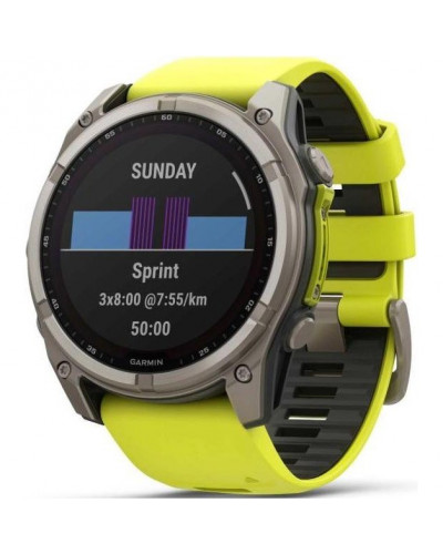Смарт-годинник Garmin Fenix 8 51mm Solar Sapphire Titanium w. Amp Yellow/Graphite Silicone Band (010-02907-20/21)