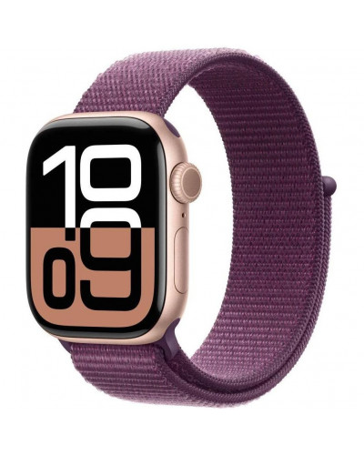 Смарт-годинник Apple Watch Series 10 GPS 42mm Rose Gold Aluminum Case w. Plum Sport Loop (MWWK3)