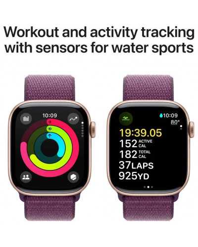 Смарт-годинник Apple Watch Series 10 GPS 42mm Rose Gold Aluminum Case w. Plum Sport Loop (MWWK3)