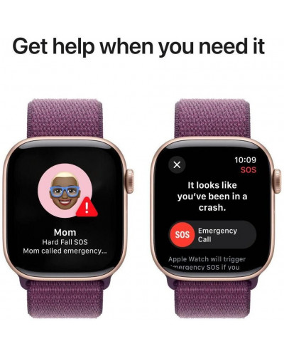 Смарт-годинник Apple Watch Series 10 GPS 42mm Rose Gold Aluminum Case w. Plum Sport Loop (MWWK3)