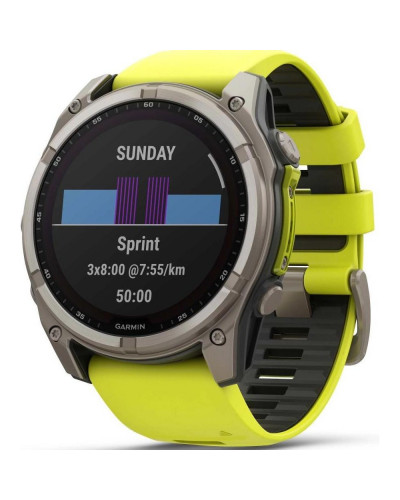 Смарт-годинник Garmin Fenix 8 47mm Solar Sapphire Titanium w. Amp Yellow/Graphite Silicone Band (010-02906-20/21)