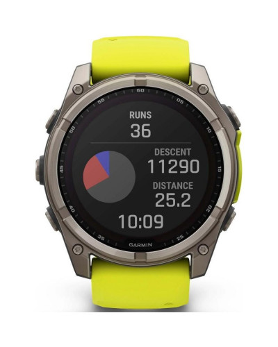 Смарт-годинник Garmin Fenix 8 47mm Solar Sapphire Titanium w. Amp Yellow/Graphite Silicone Band (010-02906-20/21)