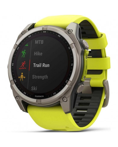 Смарт-годинник Garmin Fenix 8 47mm Solar Sapphire Titanium w. Amp Yellow/Graphite Silicone Band (010-02906-20/21)