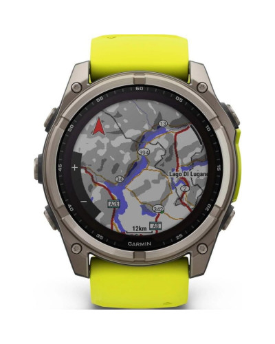 Смарт-годинник Garmin Fenix 8 47mm Solar Sapphire Titanium w. Amp Yellow/Graphite Silicone Band (010-02906-20/21)