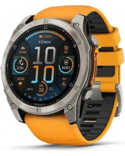 Смарт-годинник Garmin Fenix 8 51mm AMOLED Sapphire Titanium w. Spark Orange/Graphite Silicone Band (010-02905-10/11/53)