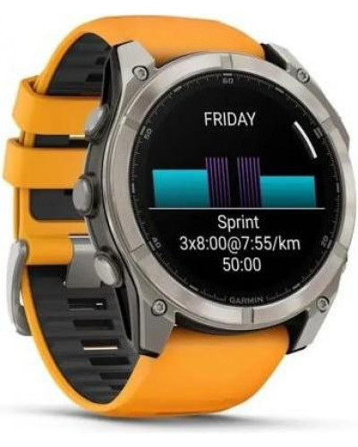 Смарт-годинник Garmin Fenix 8 51mm AMOLED Sapphire Titanium w. Spark Orange/Graphite Silicone Band (010-02905-10/11/53)