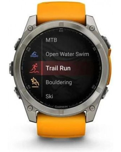 Смарт-годинник Garmin Fenix 8 51mm AMOLED Sapphire Titanium w. Spark Orange/Graphite Silicone Band (010-02905-10/11/53)