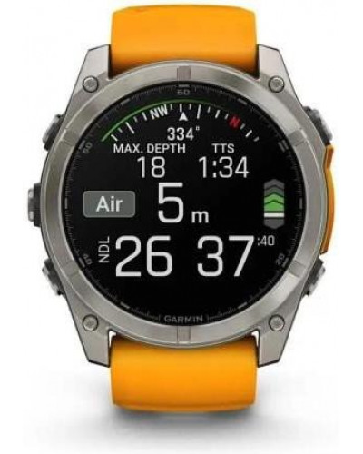 Смарт-годинник Garmin Fenix 8 51mm AMOLED Sapphire Titanium w. Spark Orange/Graphite Silicone Band (010-02905-10/11/53)