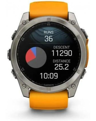 Смарт-годинник Garmin Fenix 8 51mm AMOLED Sapphire Titanium w. Spark Orange/Graphite Silicone Band (010-02905-10/11/53)