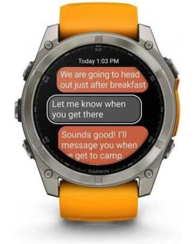 Смарт-годинник Garmin Fenix 8 51mm AMOLED Sapphire Titanium w. Spark Orange/Graphite Silicone Band (010-02905-10/11/53)