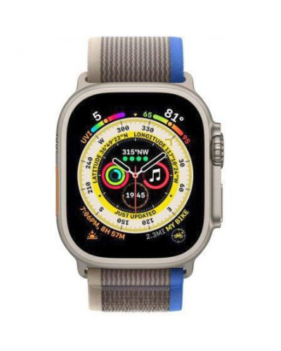 Смарт-годинник Apple Watch Ultra GPS + Cellular 49mm Titanium Case with Blue/Gray Trail Loop - S/M (MNHE3/MNHL3)