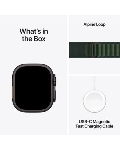 Смарт-годинник Apple Watch Ultra 2 GPS + Cellular 49mm Black Titan. Case w. Dark Green Alpine Loop - Small (MX4Q3)