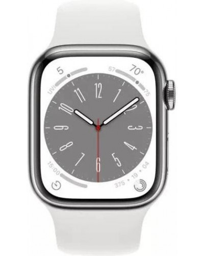 Смарт-годинник Apple Watch Series 8 GPS + Cellular 45mm Silver Aluminum Case with White S. Band (MP4J3)