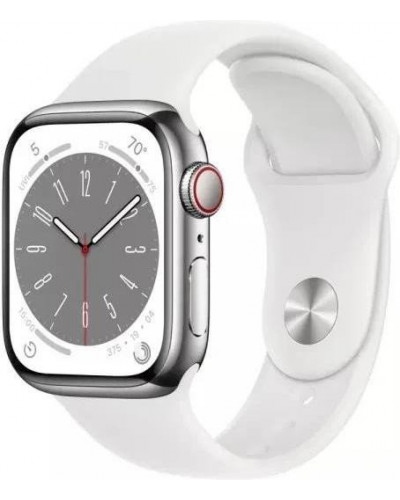 Смарт-годинник Apple Watch Series 8 GPS + Cellular 45mm Silver Aluminum Case with White S. Band (MP4J3)