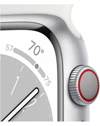 Смарт-годинник Apple Watch Series 8 GPS + Cellular 45mm Silver Aluminum Case with White S. Band (MP4J3)