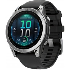 Смарт-годинник Garmin Fenix E 47mm AMOLED Stainless Steel with Black Silicone Band (010-03025-02/00)