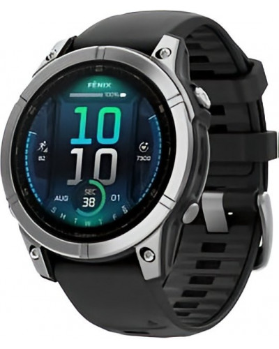 Смарт-годинник Garmin Fenix E 47mm AMOLED Stainless Steel with Black Silicone Band (010-03025-02/00)