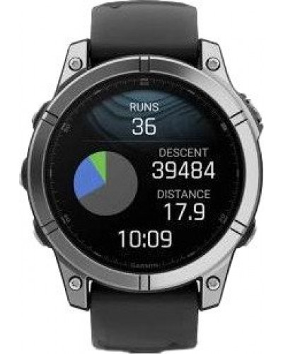 Смарт-годинник Garmin Fenix E 47mm AMOLED Stainless Steel with Black Silicone Band (010-03025-02/00)