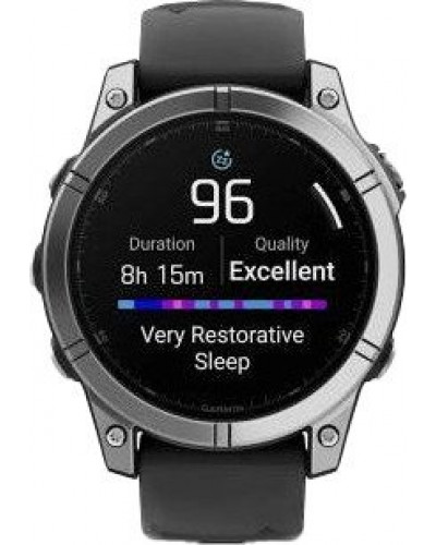 Смарт-годинник Garmin Fenix E 47mm AMOLED Stainless Steel with Black Silicone Band (010-03025-02/00)