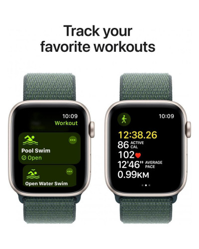 Смарт-годинник Apple Watch SE 2 GPS 44mm Starlight Aluminium Case w. Lake Green Sport Loop (MXEW3)