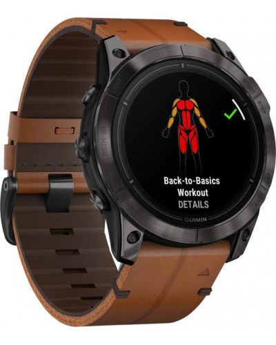 Смарт-годинник Garmin Epix Pro Gen 2 Sapphire 51mm Carbon G. DLC Tit. with Chestnut L. Band (010-02804-30)