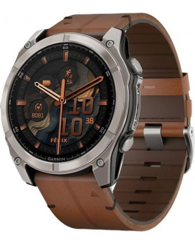 Смарт-годинник Garmin Fenix 8 51mm AMOLED Sapphire Carbon grey DLC w. Chestnut Leather Band (010-02905-40)