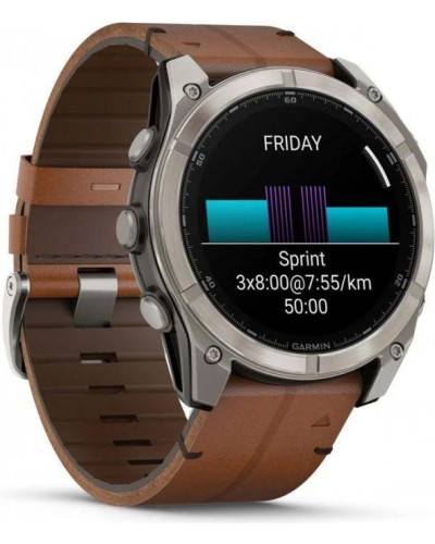 Смарт-годинник Garmin Fenix 8 51mm AMOLED Sapphire Carbon grey DLC w. Chestnut Leather Band (010-02905-40)