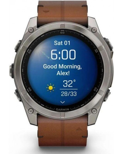 Смарт-годинник Garmin Fenix 8 51mm AMOLED Sapphire Carbon grey DLC w. Chestnut Leather Band (010-02905-40)