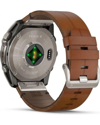 Смарт-годинник Garmin Fenix 8 51mm AMOLED Sapphire Carbon grey DLC w. Chestnut Leather Band (010-02905-40)