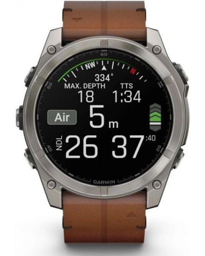 Смарт-годинник Garmin Fenix 8 51mm AMOLED Sapphire Carbon grey DLC w. Chestnut Leather Band (010-02905-40)
