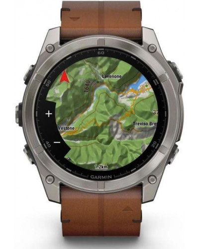Смарт-годинник Garmin Fenix 8 51mm AMOLED Sapphire Carbon grey DLC w. Chestnut Leather Band (010-02905-40)