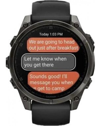 Смарт-годинник Garmin Fenix 8 43mm AMOLED Sapphire Carbon Gray DLC Tit. w. Black/Pebble Gray S. Band (010-02903-20/21/28)