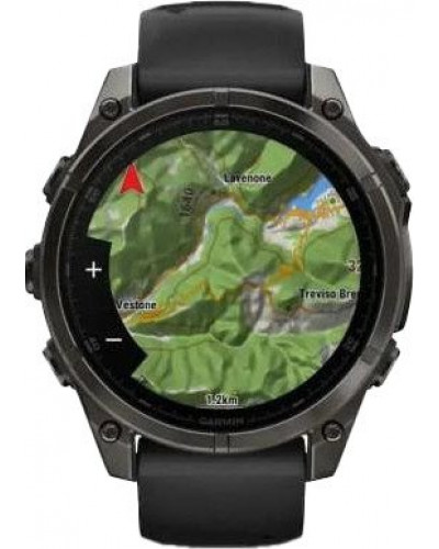 Смарт-годинник Garmin Fenix 8 43mm AMOLED Sapphire Carbon Gray DLC Tit. w. Black/Pebble Gray S. Band (010-02903-20/21/28)
