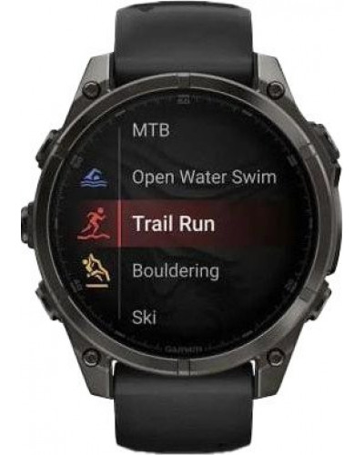 Смарт-годинник Garmin Fenix 8 43mm AMOLED Sapphire Carbon Gray DLC Tit. w. Black/Pebble Gray S. Band (010-02903-20/21/28)