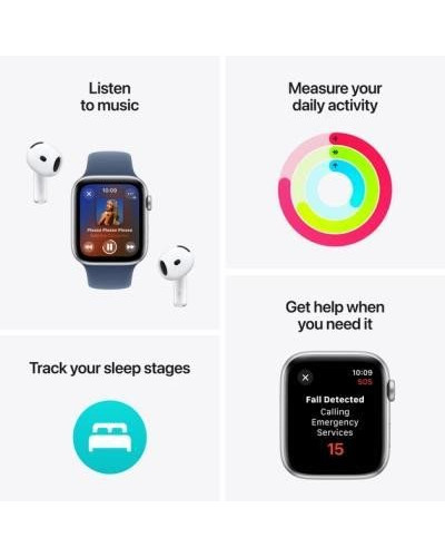 Смарт-годинник Apple Watch SE 2 GPS 44mm Silver Aluminium Case w. Blue Cloud Sport Loop (MXET3)