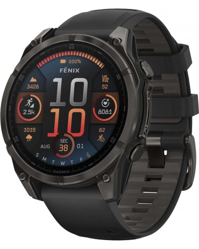 Смарт-годинник Garmin Fenix 8 47mm AMOLED Sapphire Carbon Gray DLC Titanium w. Black/Pebble Gray B. (010-02904-20/21/29)