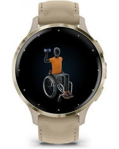 Смарт-годинник Garmin Venu 3S Soft Gold S. Steel Bezel w. French Gray Case and Leather Band (010-02785-55)