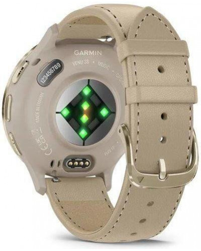 Смарт-годинник Garmin Venu 3S Soft Gold S. Steel Bezel w. French Gray Case and Leather Band (010-02785-55)