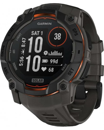 Смарт-годинник Garmin Instinct 3 50mm Solar Black with Charcoal Band (010-02935-00/40)