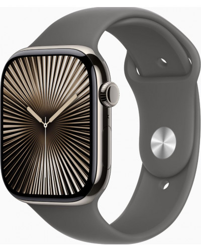 Смарт-годинник Apple Watch Series 10 GPS + Cellular 46mm Natural Titanium Case w. Stone Grey Sport Band - M/L (MWYA3)