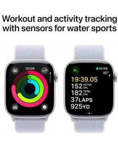 Смарт-годинник Apple Watch Series 10 GPS 46mm Silver Aluminum Case w. Blue Cloud Sport Loop (MWWN3)