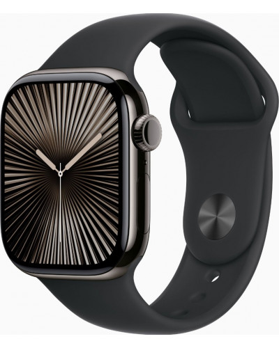 Смарт-годинник Apple Watch Series 10 GPS + Cellular 42mm Slate Titanium Case w. Black Sport Band - S/M (MWXG3)
