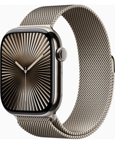 Смарт-годинник Apple Watch Series 10 GPS + Cellular 46mm Natural Titanium Case w. Natural Milanese Loop - M/L (MWYC3)
