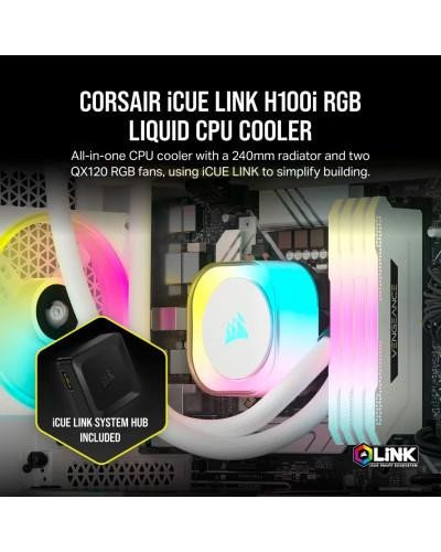 Водяное охлаждение Corsair iCUE LINK H100i RGB White (CW-9061005-WW)