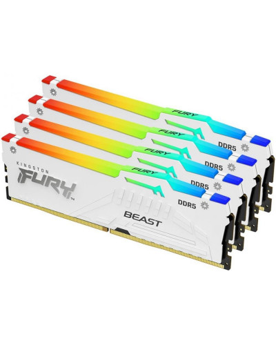 Память для настольных компьютеров Kingston FURY 64GB (4x16GB) DDR5 5200MHz Beast White RGB (KF552C40BWAK4-64)