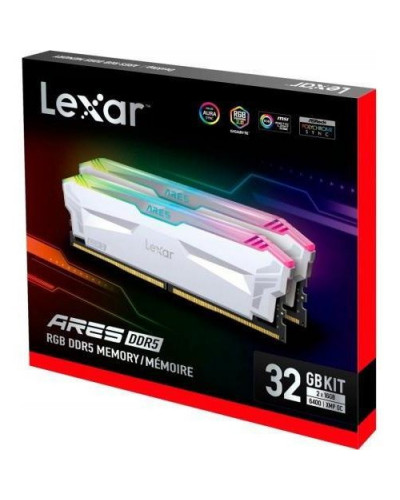 Пам'ять для настільних комп'ютерів Lexar 32 GB (2x16GB) DDR5 6400 MHz Ares Gaming White RGB (LD5EU016G-R6400GDWA)