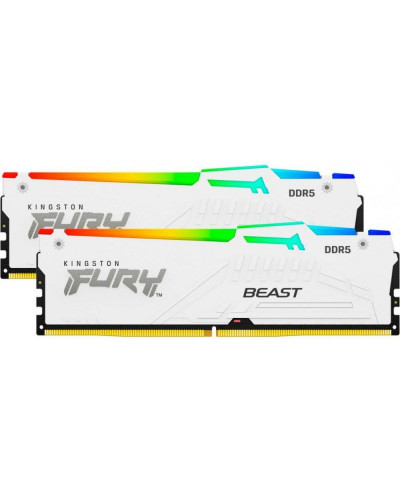 Память для настольных компьютеров Kingston FURY 64 GB (2x32GB) DDR5 5200 MHz Beast RGB EXPO White