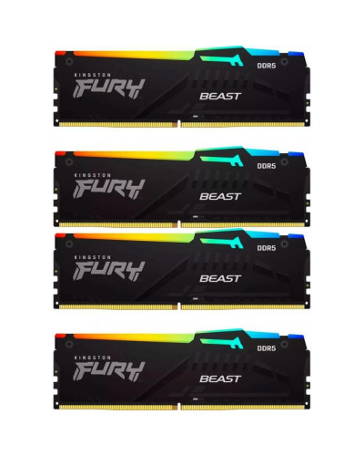 Пам'ять для настільних комп'ютерів Kingston FURY 128 GB (4x32GB) DDR5 5600 MHz Beast RGB (KF556C40BBAK4-128)